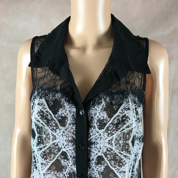 CITY CHIC Mirrored Printed Chiffon Hi-Low Shirt XS/14 - Picture 3 of 9